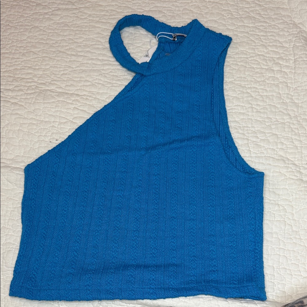 Zara Electric Blue Asymmetric Crop Top